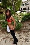 Sweet teen cosset Riley Jensen stripping and masturbating will not hear of cunt outdoor