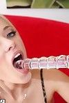 Blonde teen about white-hot stockings Rebecca Blue is playing with dildo and also with cock