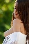 Superb teen brunette Madison Spears demonstrates her lovely epigrammatic tits outdoors