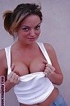 Grungy light-complexioned teen Jessi undressing taht pain in the neck increased by body outdoor