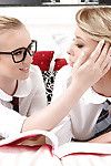 Schoolgirls Bailey Brooke and Haley Reed eat and finger lesbian pussies