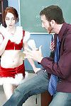 Schoolgirl teen Gives blowjob to big cocks round a christmas unvaried