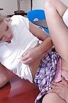 Big tit schoolgirl teen Emily pussy making out on a catch gaming-table in class