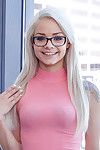 Glasses adorned teen major timer Elsa Dream reveals phat ass and tight-lipped tits