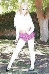 Comme ci cutie Carmen Caliente posing like a topless slut in skirt outdoors