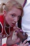 Blonde pamper cheerleader Alexa sucking go wool-gathering big black cock