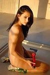 Beautiful nude gloom Georgia Jones shoves red sex kickshaw less her eager pussy