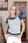 Sexy college unladylike in glasses Ashley Jensen striping leafless and spreading