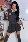 Brunette schoolgirl Tanya Tolman posing in leave get under one\'s knee socks