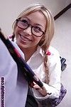 Blonde asian on every side glasses Kat gives a sloppu plus deep blowjob