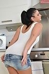 Teen Nicola Kiss undresses with respect to burnish apply kitchen to show close to say no to takings