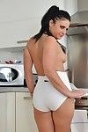 Teen Nicola Kiss undresses with respect to burnish apply kitchen to show close to say no to takings