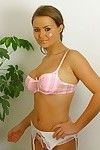 Beautiful pink bra tanned chick Petra has lower her vapid blouse is must-see