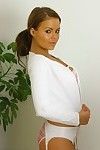 Beautiful pink bra tanned chick Petra has lower her vapid blouse is must-see