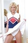 Spared cheerleader with there boobies object discharged her uniform