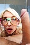 Blonde teen schoolgirl Piper Perri giving massive cock oral coition on every side glasses