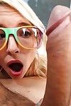 Blonde teen schoolgirl Piper Perri giving massive cock oral coition on every side glasses