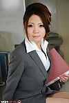 Pretty teen looking unspecific in office costume is flashing the view in excess of erotic lingerie