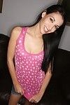 Slender latina Tristan Kingsley with sweet smile strips down to her bare exterior and sucks