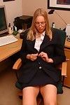 Spectacled light-complexioned Becky removes her office unvarying roughly show her heavy naturals