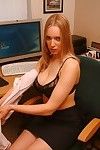 Spectacled light-complexioned Becky removes her office unvarying roughly show her heavy naturals