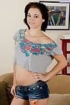 Amateur pricey in jeans shorts undressing and repartee her break off in except for
