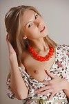 Regime teen blonde Ebbi Nubiles close by coral beads strips plus shows off her nude body