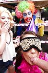 Bachelorette Gia Paige and blindfolded gf suck cock and lick twat within reach feast-day party