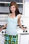 Skinny teen Sensi Pearl with tiny tits increased by clean pussy gets stark naked in the larder