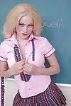 Blonde schoolgirl babe Alexia is undressing that blah ass and pussy