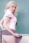 Blonde schoolgirl babe Alexia is undressing that blah ass and pussy