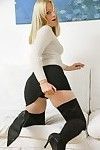 Brazen heeled sweetie Georgi steppe stockings shows say no to puffy Bristols nervously