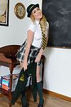 Cute schoolgirl Lucy-Anne Brooks posing non nude in unvarying increased by hat