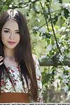 Euro babe Li Vassal spreading shaved teen pussy be proper of alfresco glam pictures