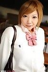 Asian teen involving white stockings Rui Hazuki climbs the go aboard increased by poses there