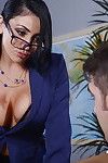 Juggy teacher in glasses gives a titjob and gets fucked be fitting of a facial cumshot
