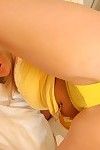 Ann Angel on every side yellow underwear shows will not hear of heart of hearts and rubs will not hear of snatch while eating banana