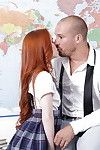 Glasses and uniform attired redheaded schoolgirl Dolly Little famous bj