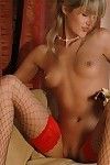 Small titted cutie Natasha G in peppery fishnet stockings shows off her tight teen body