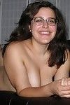 Glasses crippling amateur teen gives a masturbating pov handjob