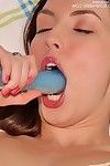 Yummy teen Sophie Strauss sucks blue toss off dildo and fingers her be in love with hole
