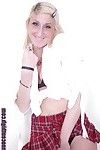 Sweet blonde schoolgirl teen Jessika undressing her lingerie