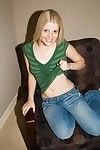 The sweet teen Charlotte Stokely strips and entertains exposing the body