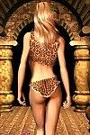 3d Vriendin Karen pesten ons met haar Leopard lingeria
