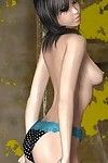 3d Ragazza Karen stripping eroticamente il pennello lingeria e mostrando il pennello fuckable t