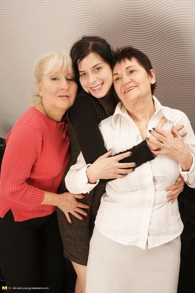 Three old and young lesbians making it hot and steamy