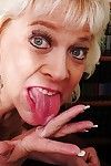 First class blowjob and handjob done by a blonde granny Sindy
