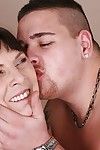 Filthy granny shows off her rimming skills and gets her hairy cunt cocked up