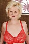 Curvy blonde granny with fatty ass gets rid of her lacy lingerie