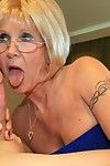 Lascivious granny in glasses sucking and fucking a stiff cock